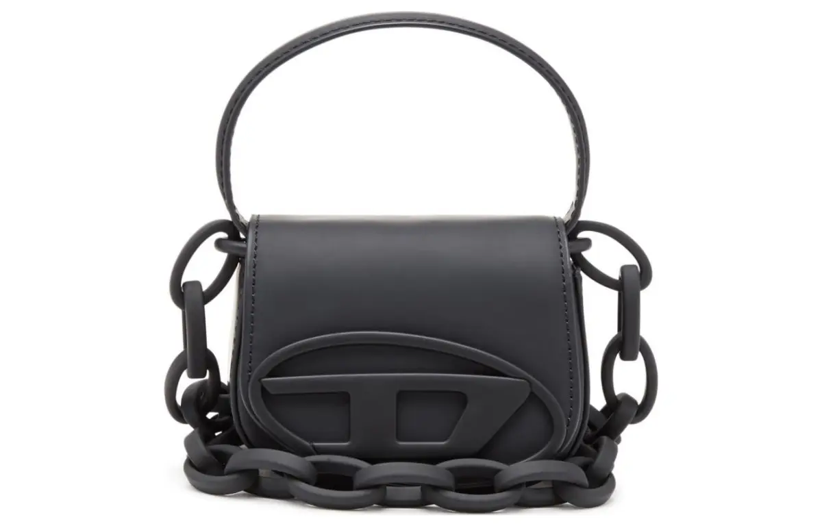 DIESEL Cow Leather Crossbody Bag, Shoulder Bag Handbags Small Women's Black