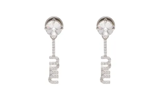 MIU MIU Faux Crystal Earrings Women's Silver