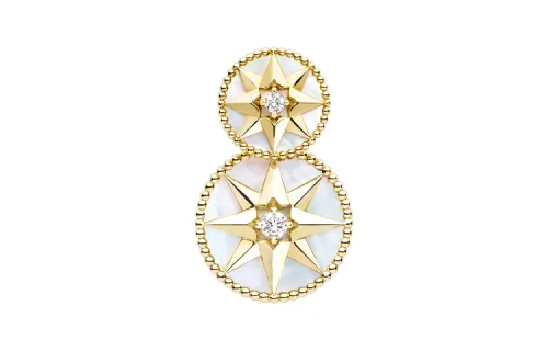 DIOR K Gold Diamonds Earrings Women's Gold