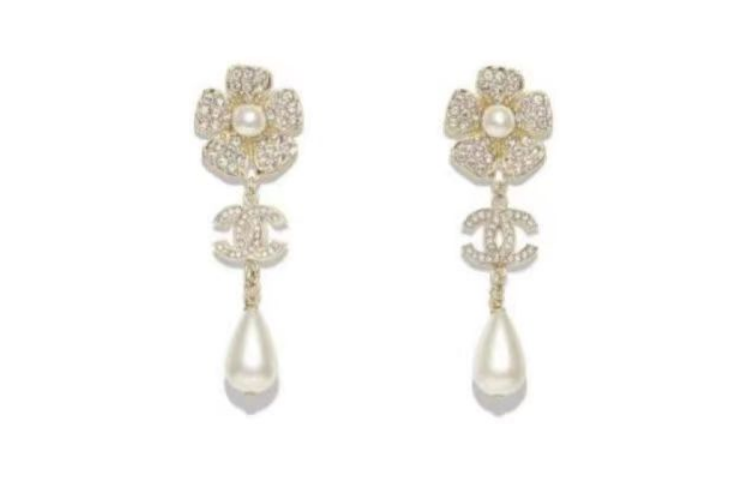 CHANEL Camellia Earrings Women's White