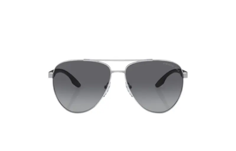 PRADA Metal Irregular Shape Sunglasses Men's Silver