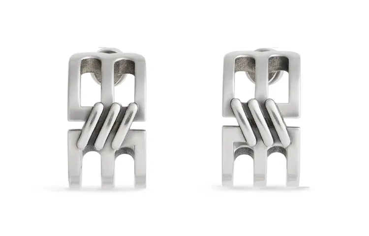 Balenciaga Brass Earrings Women's Silver