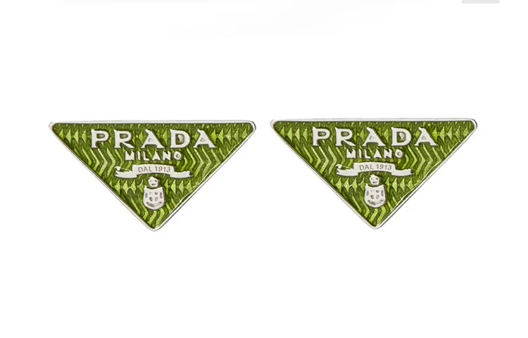PRADA Sterling Silver Earrings Women's Green