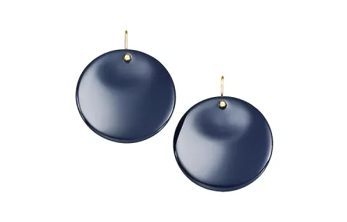 TIFFANY & CO. 18K Gold, Lacquer Earrings Women's Blue