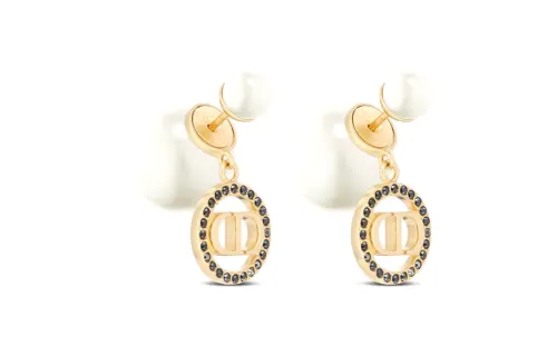 DIOR Gemstone Inlay Pearl, Crystal, Metal Earrings Women's Gold