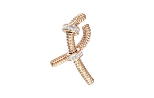 CARTIER 18K Gold Diamond Earrings Unisex Rose Gold