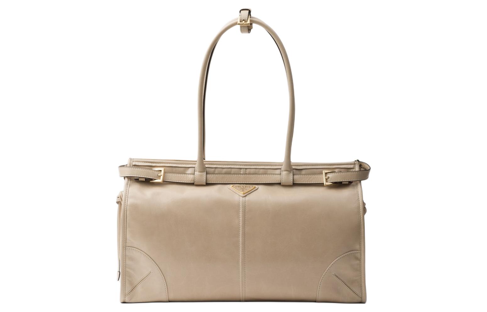 PRADA Prada, enamel, removable triangle, adjustable soft straps, big one-shoulder bag