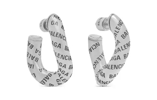 【Previous Season】logo-print hoop earrings