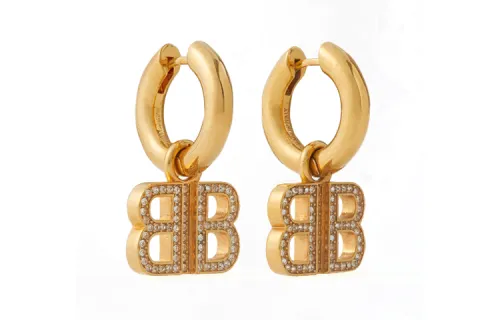 Balenciaga Crystal Earrings Women's Gold