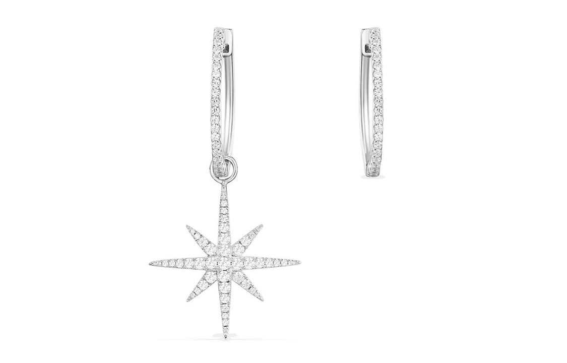 APM monaco METEORITES series asymmetric large meteor earrings 925 silver full of diamonds and zircons, elegant and refined