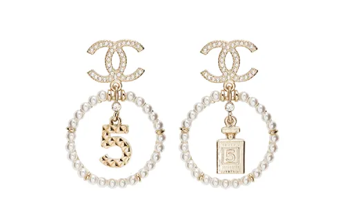 CHANEL Chanel, perfume, white earrings, 5 shade, women's style