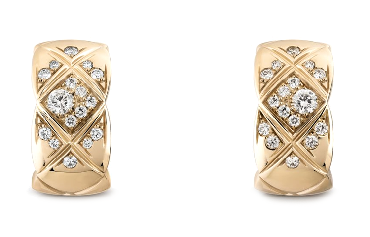 CHANEL CoCo Crush 18K Gold Earrings Unisex Beige