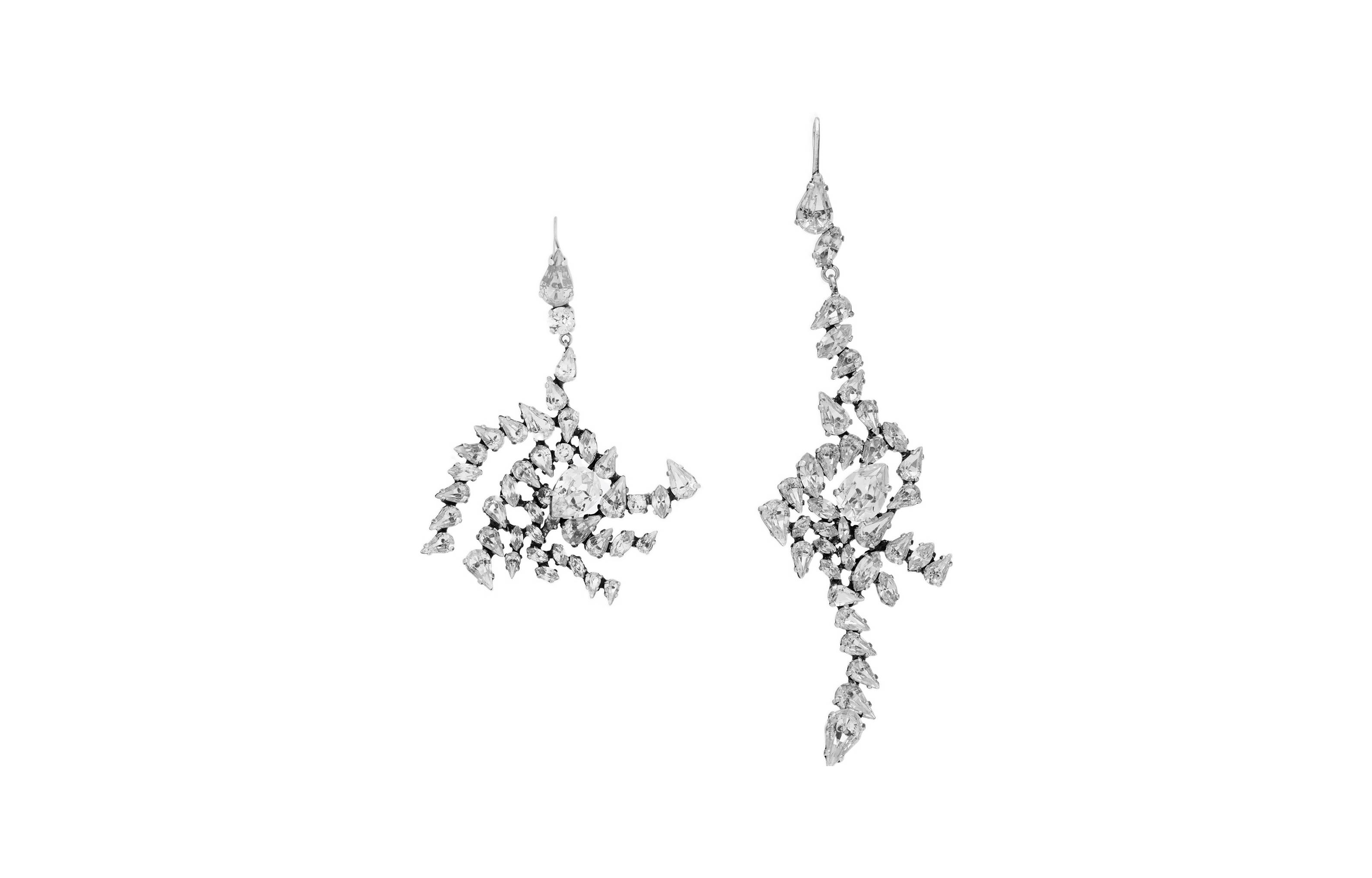 SAINT LAURENT YSL, asymmetrical brass earrings