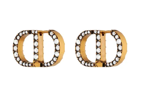 DIOR 30 Montaigne Vintage Earrings Women's Gold/Black