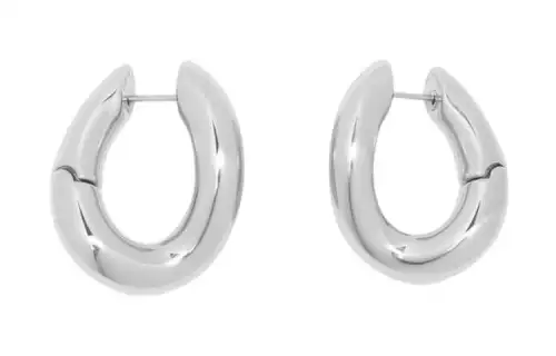 Balenciaga Logo Engraved Loop Earrings
