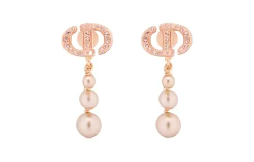 DIOR Metal, Resin, Pearl, Crystal Earrings Women's Pink