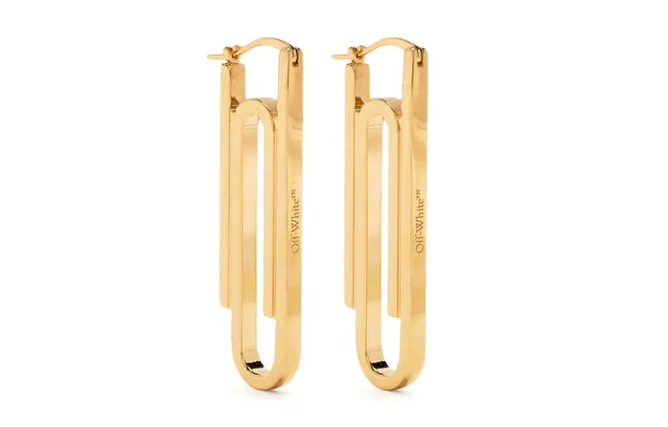 OFF-WHITE engraved-logo safety-pin earrings