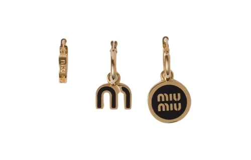 Miu Miu logo-charm hoop earrings (set of three)