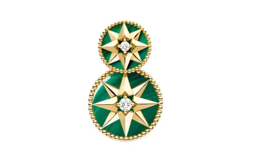 DIOR K Gold Diamonds Earrings Women's Green