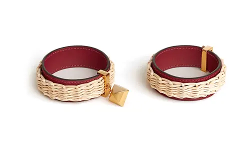 HERMES Medor Earrings Women's Red