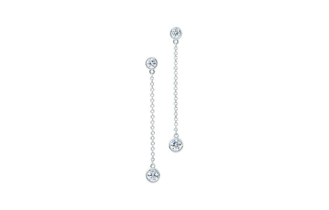 TIFFANY & CO. Tiffany, platinum stone inlay, diamond earrings