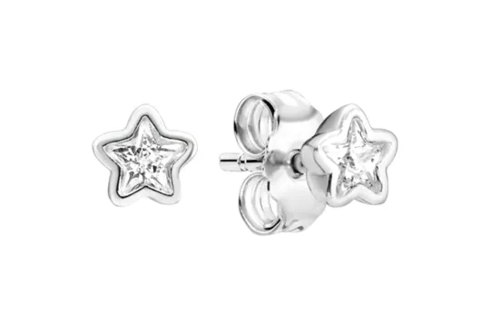 Pandora 925 Sterling Silver Synthetic Cubic Zirconia Earrings Women's Silver