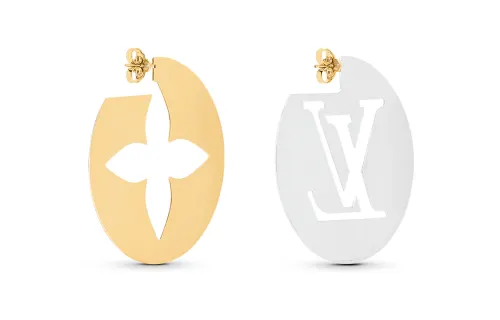 LOUIS VUITTON Earrings Women's White/Gold