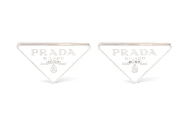 PRADA 925 Sterling Silver Earrings Women's White