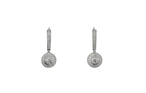 CARTIER D'Amour Diamond 18K White Gold Earrings Unisex White Gold