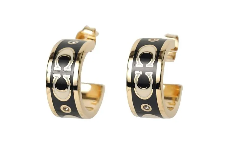 COACH Brass Plated, Enamel, Glass Earrings Women's Gold, Black
