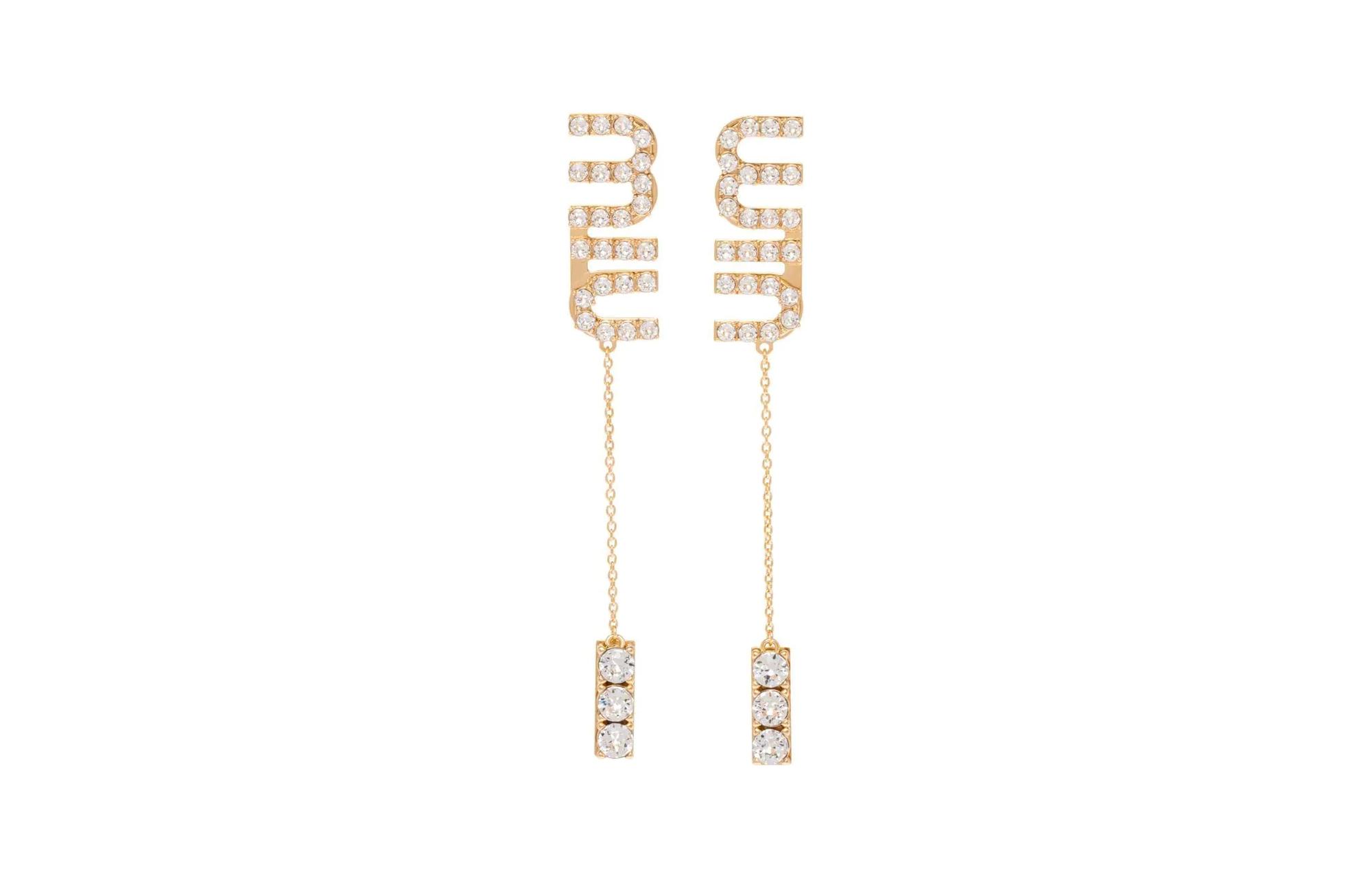 MIU MIU Fashionable brass pendant, golden earrings, with your logo imprint, pink gold