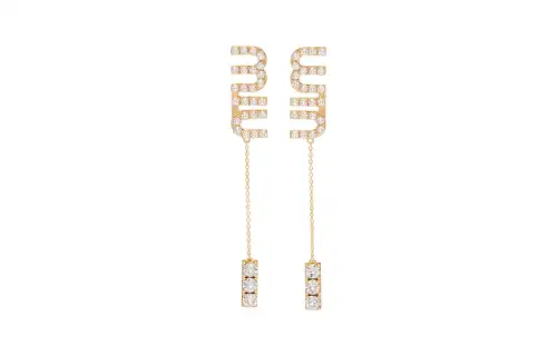 MIU MIU Fashionable brass pendant, golden earrings, with your logo imprint, pink gold
