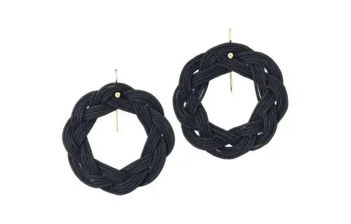 TIFFANY & CO. 18K Gold, Silk Earrings Women's Black