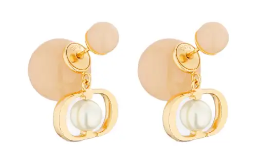 DIOR Metal, Resin, Pearl Earrings Women's Gold