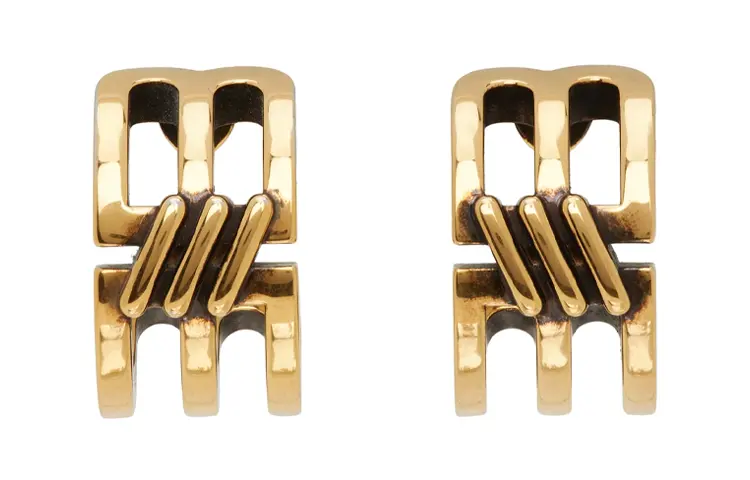 Balenciaga Brass Earrings Women's Gold
