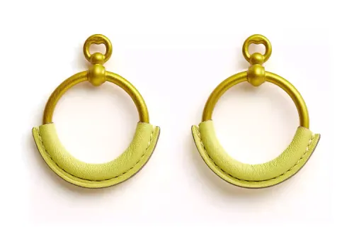 HERMES Aluminum Alloy Earrings Women's Gold