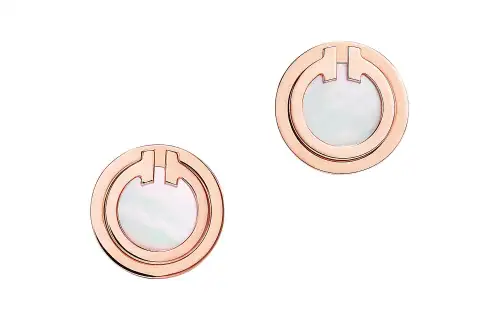 TIFFANY & CO. T 18K Rose Gold Earrings Women's