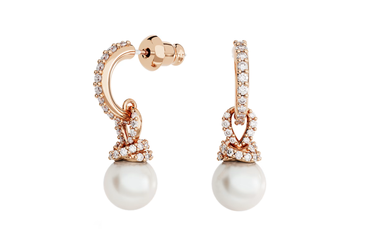 Женские серьги Swarovski в форме капли (розовое золото)