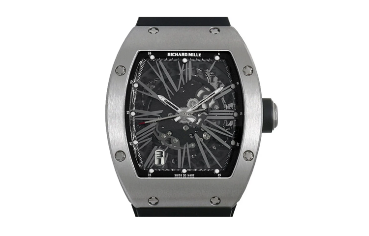 RICHARD MILLE Richard Mille Men's Series Automatic Mechanical Movement Richard Mille Men's Watch Swiss Watch 37.8mm 45*37.8mm Skeleton Dial Titanium Case Alligator Leather Strap RM 023