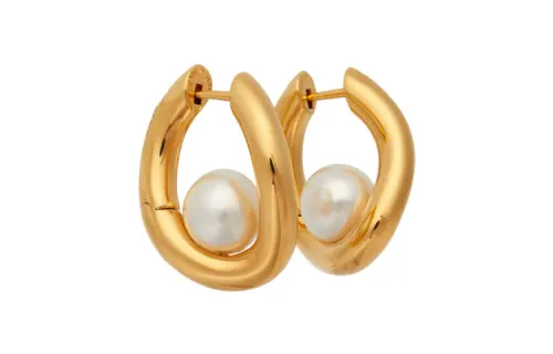 Balenciaga Brass, Glass Earrings Women's Gold
