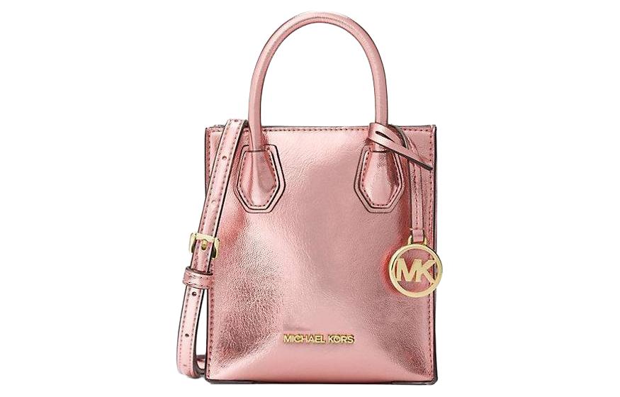 MICHAEL KORS Mercer Patent Leather One Shoulder Handbag, Crossbody Bag Mini Unisex Rose Pink