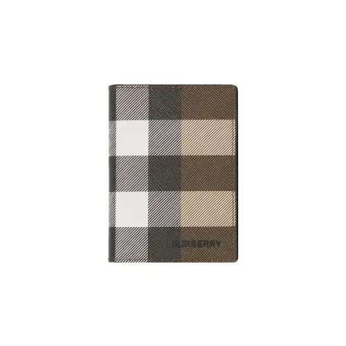 Burberry Plaid Patchwork Leather Card Holder Money Clip, Wallet, Card Holder Men's Dark Birch Brown