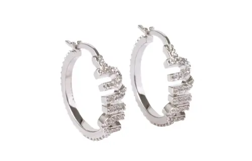 MIU MIU Metal, Artificial Faux Crystal Earrings Women's Silver