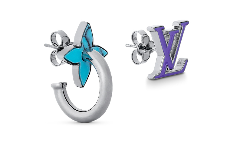 LOUIS VUITTON Beads Enamel Metal Earrings Unisex