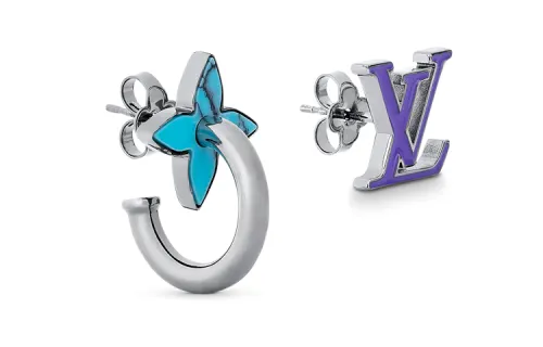 LOUIS VUITTON Beads Enamel Metal Earrings Unisex
