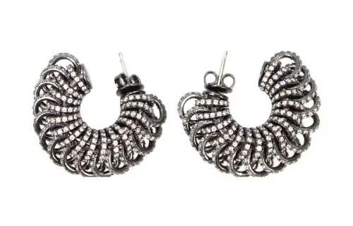 Bottega Veneta Silver Earrings Women's Black