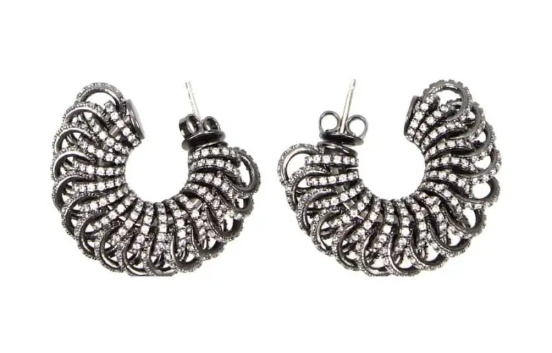 Bottega Veneta Silver Earrings Women's Black