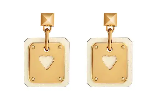 HERMES Earrings Women's Gray White