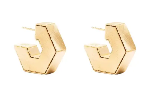 Bottega Veneta Geometric Pattern 925 Sterling Silver Earrings Unisex