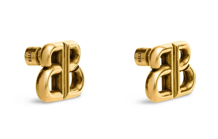 Balenciaga Brass Earrings Women's Gold
